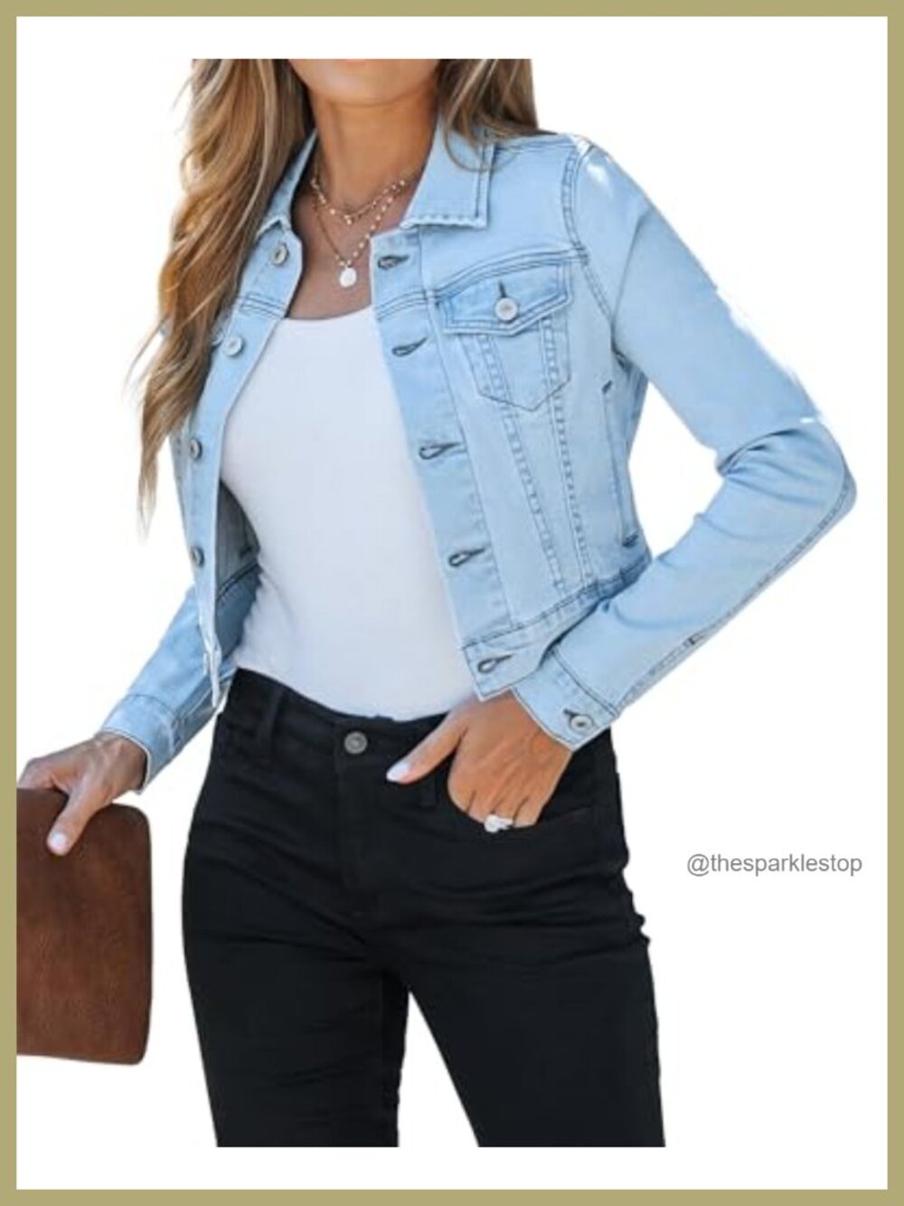 Cropped Denim Jacket Women Lightweight Stretchy Button Shacket with Pockets